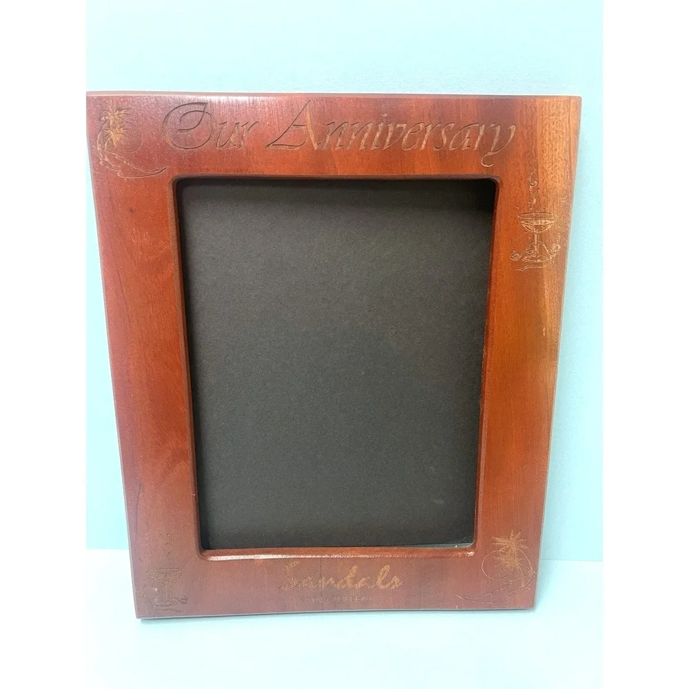 Vintage Sandals Resort Our Anniversary ROYAL CARIBBEAN Wood 8x10 PICTURE FRAME